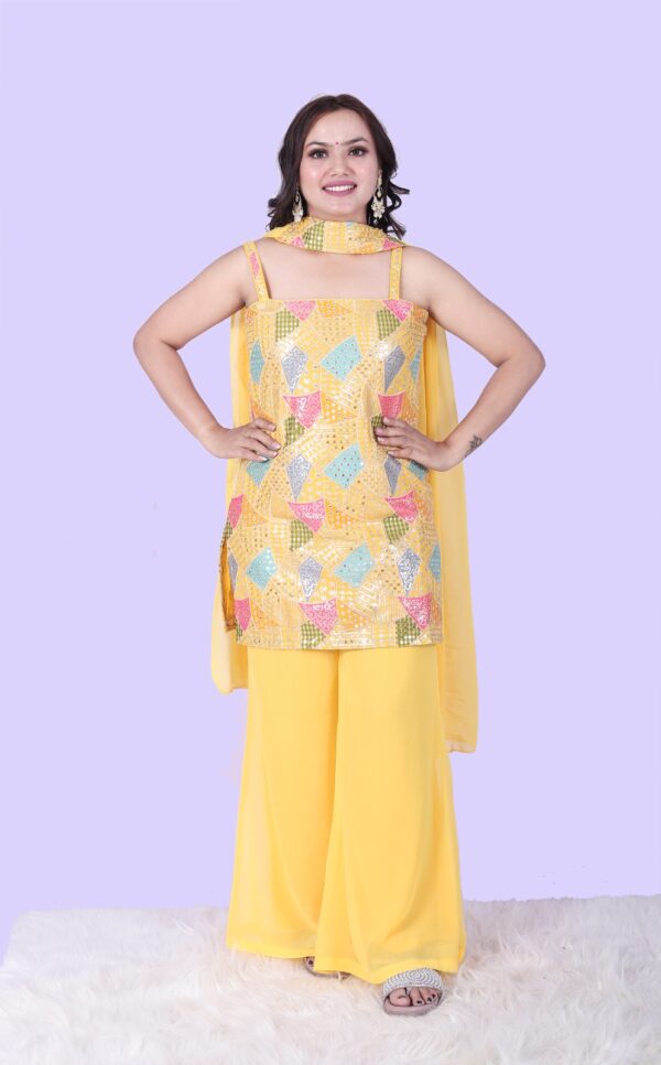 Yellow Coloured Embroided Ethnic Endo western