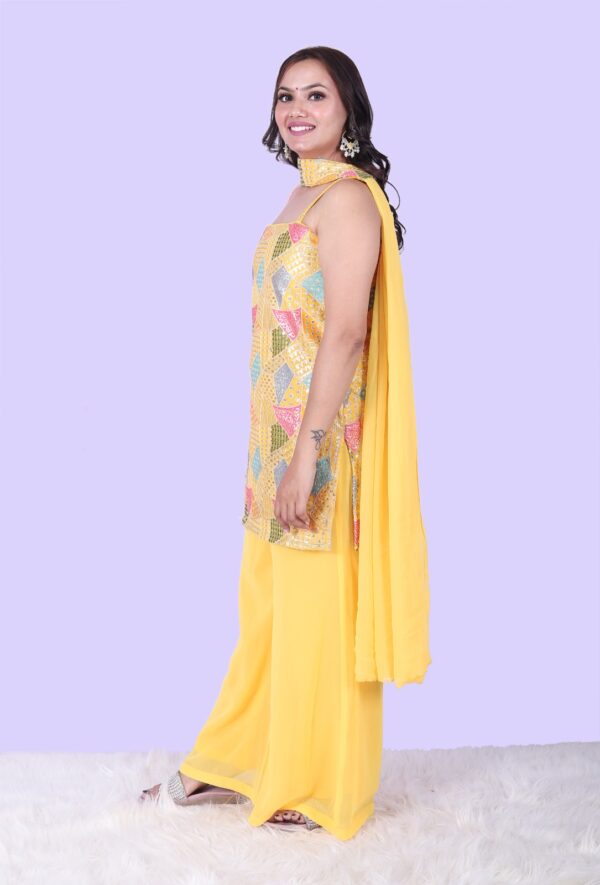 Yellow Coloured Embroided Ethnic Endo western