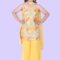 Yellow Coloured Embroided Ethnic Endo western